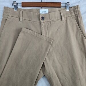 Wills Huckberry Mens Khaki Cotton Chinos Pants Trousers Size 34x33 New